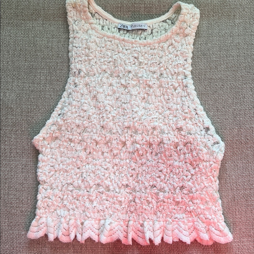 Zara Blush Crochet Sleeveless Top